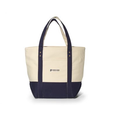 Seaside Zippered Cotton Tote - Navy Blue