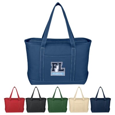 Large Cotton Canvas Yacht Tote Bag With Tackle Twill Patch