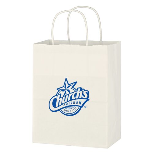 Kraft Paper White Shopping Bag - 8" x 10-1/4"-2