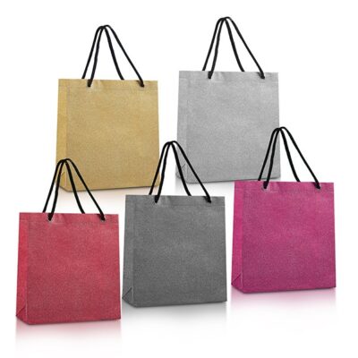 Reusable Small Glitter Tote Bag w/Rope Handles-1