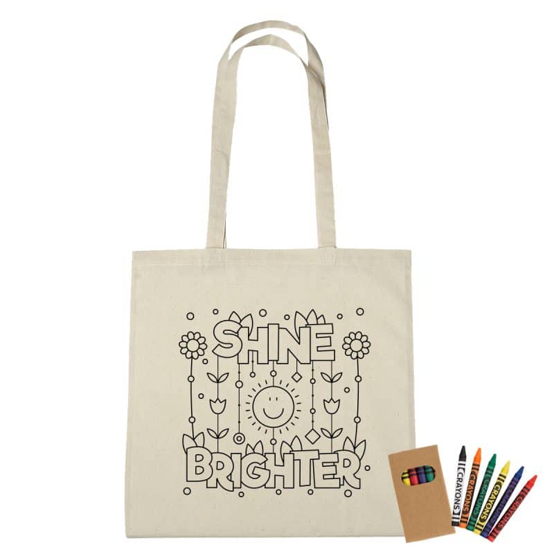 Custom 100% Cotton Coloring Tote Bag With Crayons with logo - 2