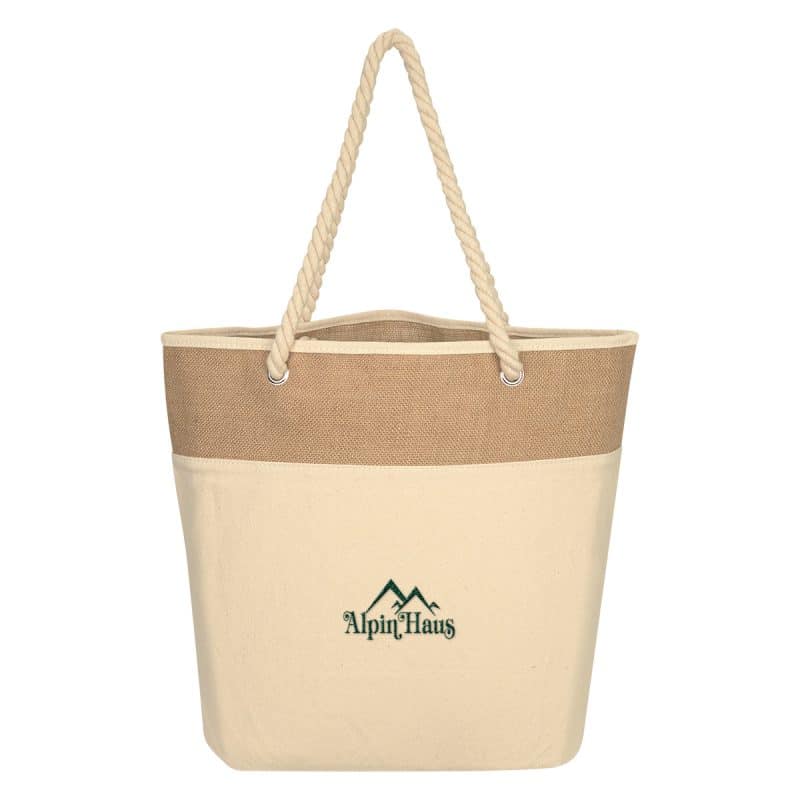 Custom Burlap Rope Tote Bag with logo - 3