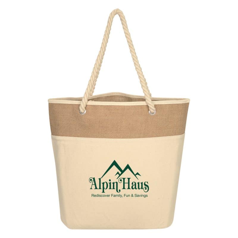 Custom Burlap Rope Tote Bag with logo - 4
