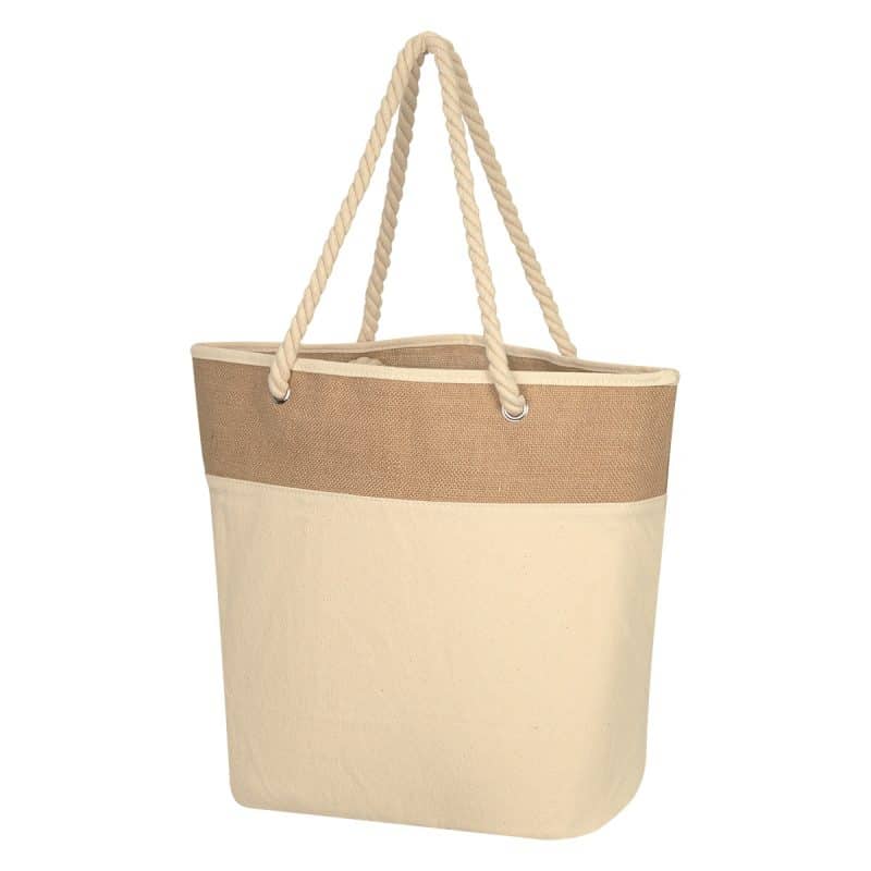 Custom Burlap Rope Tote Bag with logo - 5