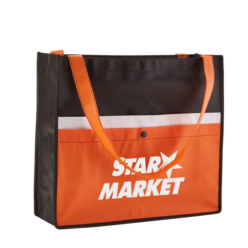 Custom Corridor Non-Woven Snap Pocket Tote Bag with logo - 2