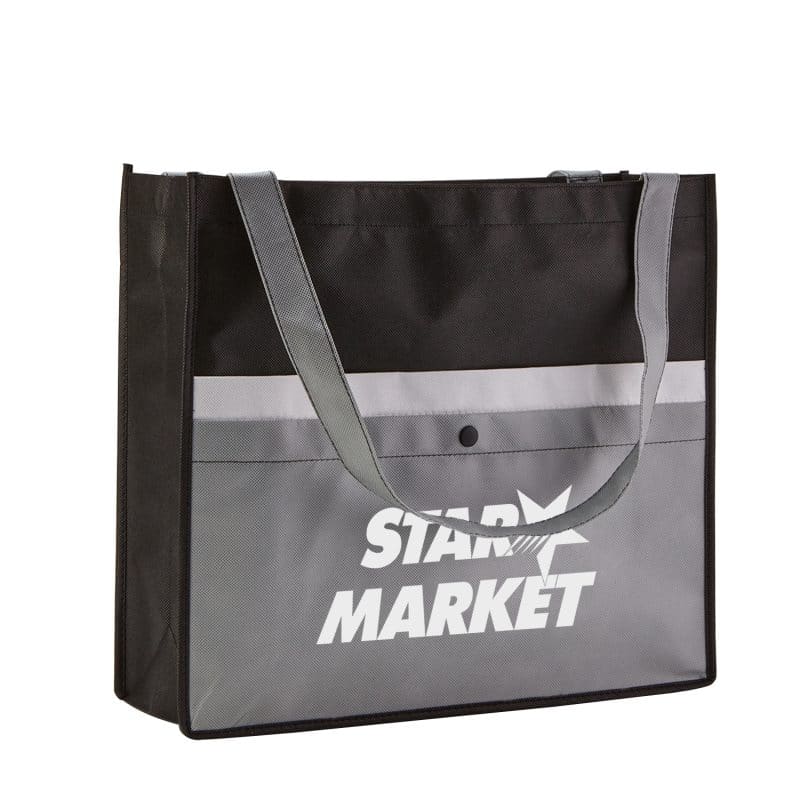 Custom Corridor Non-Woven Snap Pocket Tote Bag with logo - 7