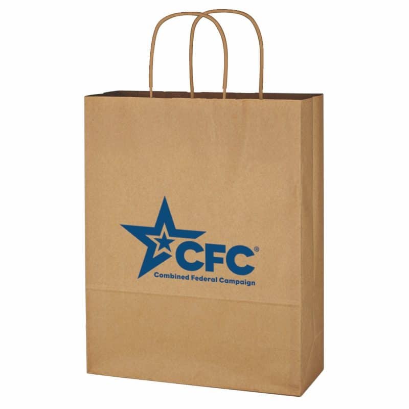 Custom Kraft Paper Brown Shopping Bag - 10" X 13" with logo - 1