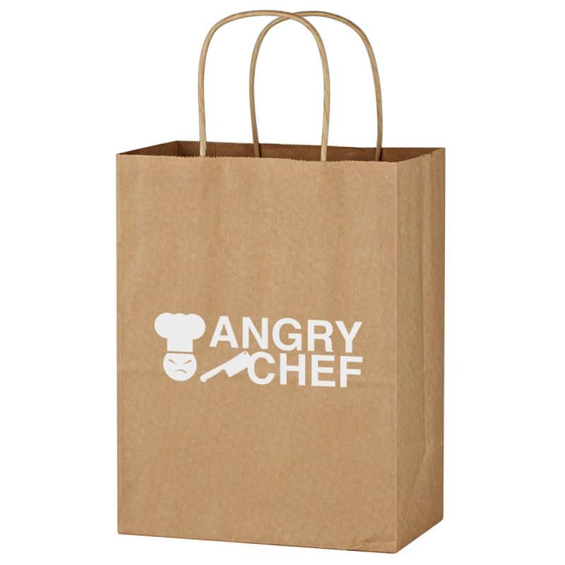 Custom Kraft Paper Brown Shopping Bag - 8" X 10-1/4" with logo - 1