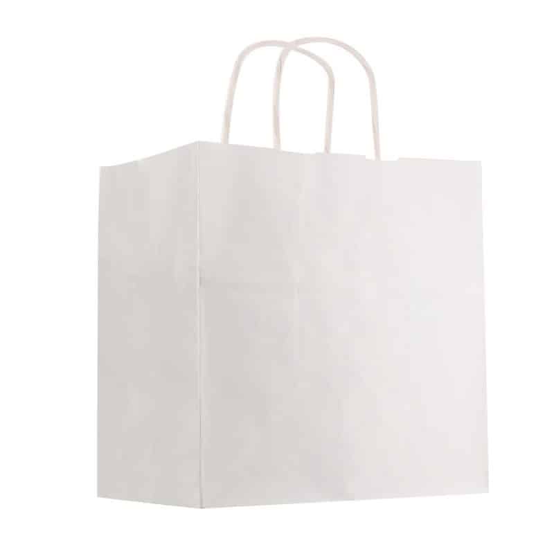 Custom Kraft Paper White Shopping Bag - 10" X 10" with logo - 1