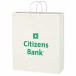 Custom Kraft Paper White Shopping Bag - 16" X 19" with logo