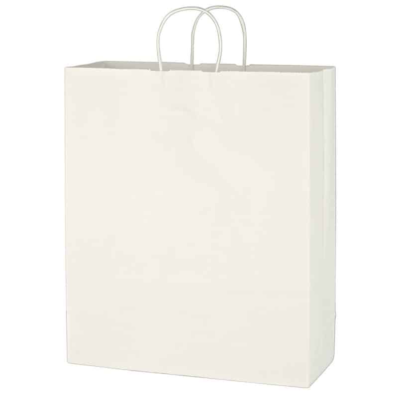 Custom Kraft Paper White Shopping Bag - 16" X 19" with logo - 2