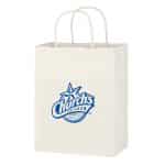 Custom Kraft Paper White Shopping Bag - 8" X 10-1/4" with logo - 1