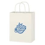 Custom Kraft Paper White Shopping Bag - 8" X 10-1/4" with logo