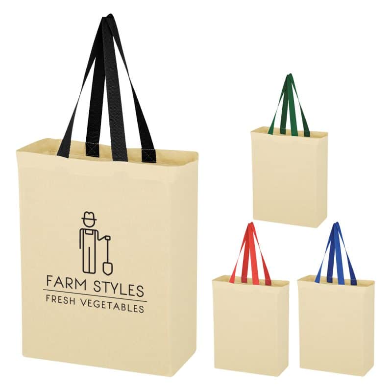 Custom Natural Cotton Canvas Grocery Tote Bag with logo - 1