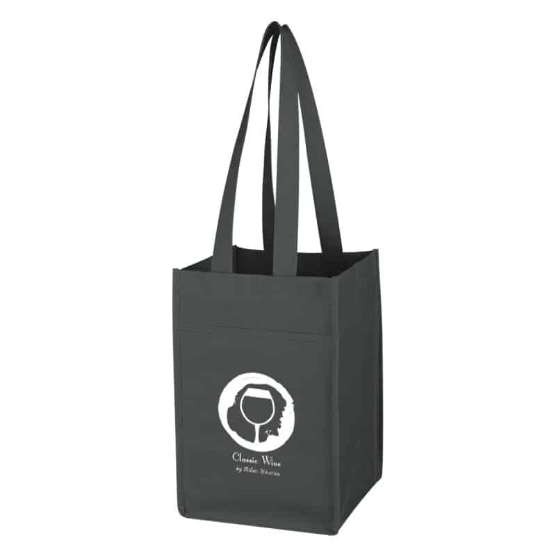 Custom Non-woven 4 Bottle Wine Tote Bag with logo - 2