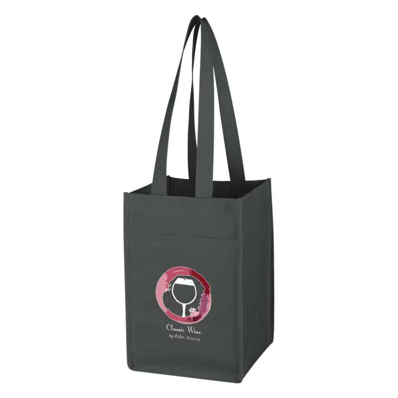 Custom Non-woven 4 Bottle Wine Tote Bag with logo - 3