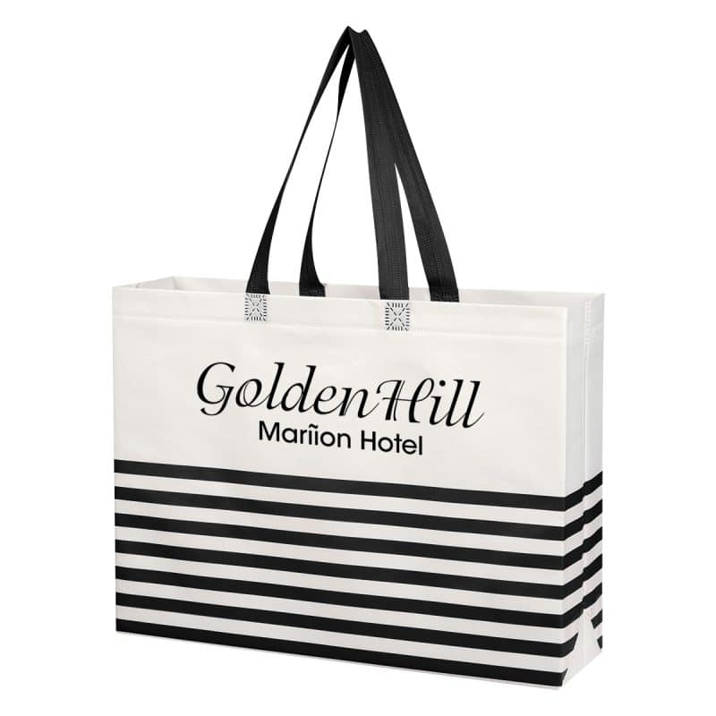Custom Non-woven Horizontal Stripe Tote Bag with logo - 4
