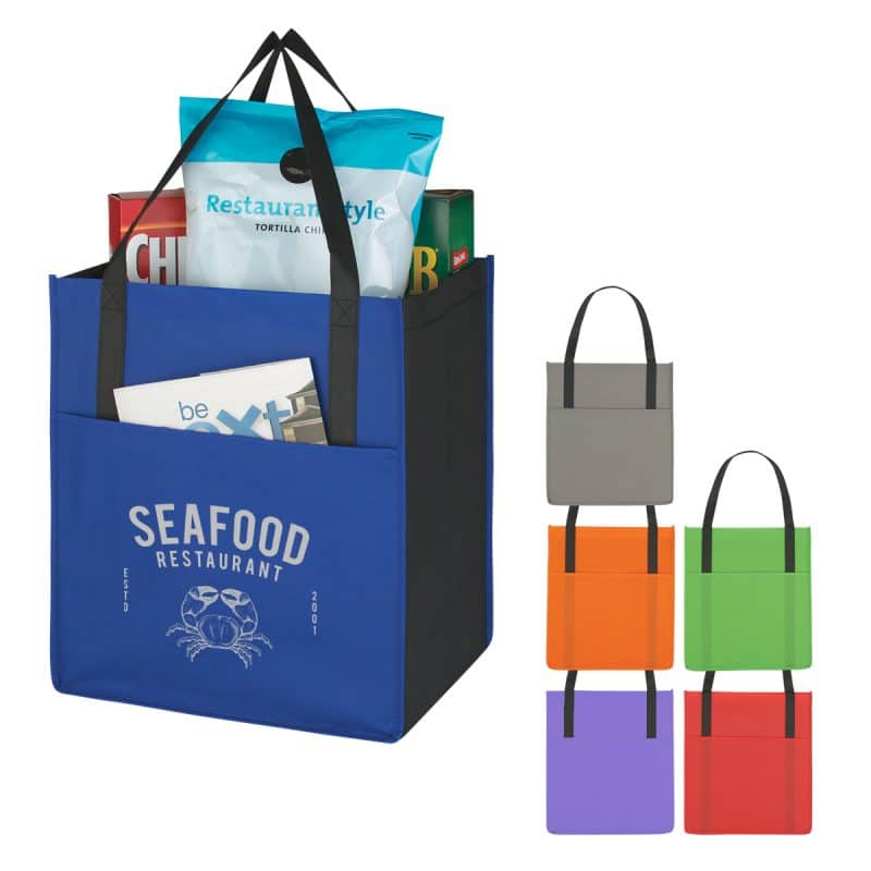 Custom Non-woven Shopper's Pocket Tote Bag with logo
