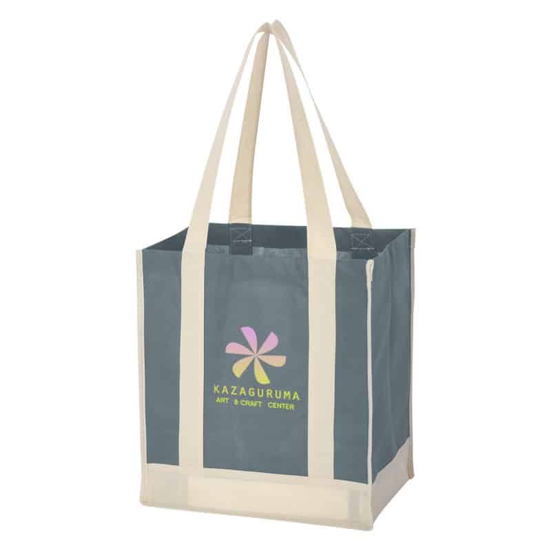Custom Non-woven Two-tone Shopper Tote Bag with logo - 2