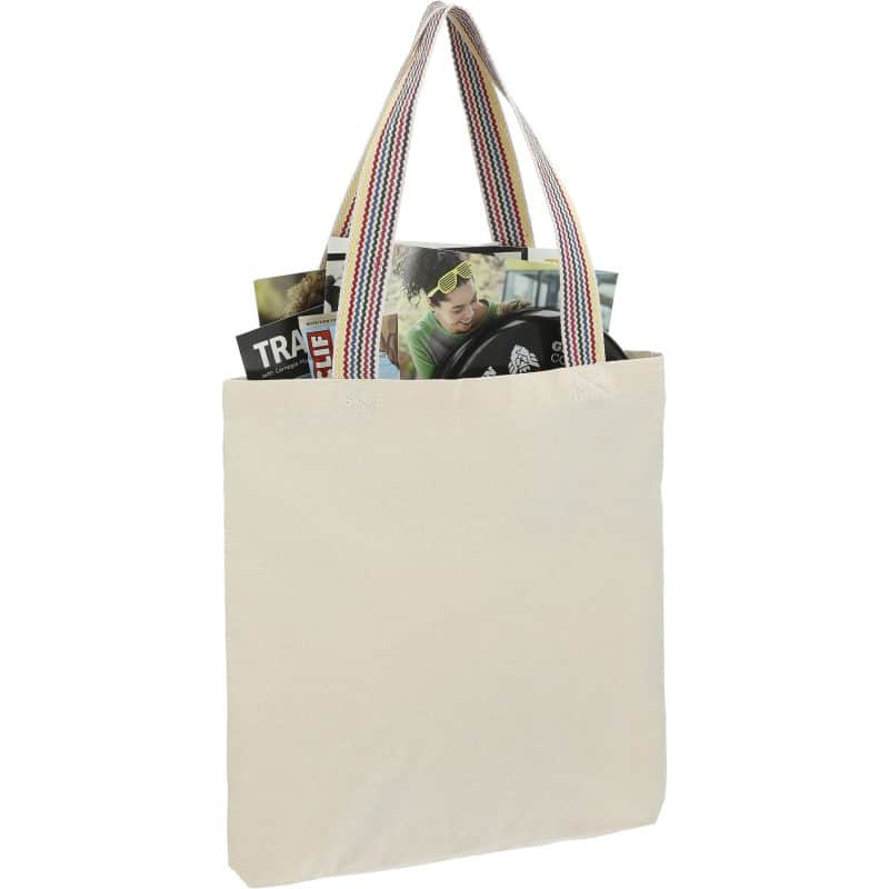 Custom Rainbow Recycled 6oz Cotton Convention Tote with logo - 2