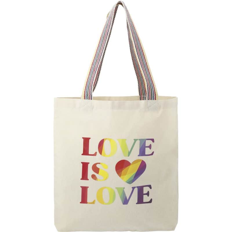 Custom Rainbow Recycled 6oz Cotton Convention Tote with logo - 3