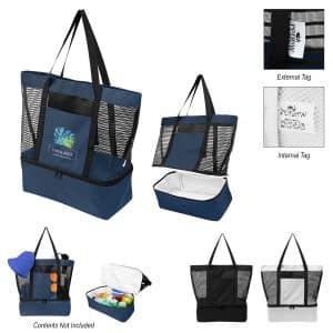 Custom Marley Rpet Mesh Tote Bag With Cooler with logo