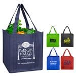 Custom 12-1/2"W x 13"H x 8"Gusset - "MEGA" Grocery Shopping Tote Bag with logo