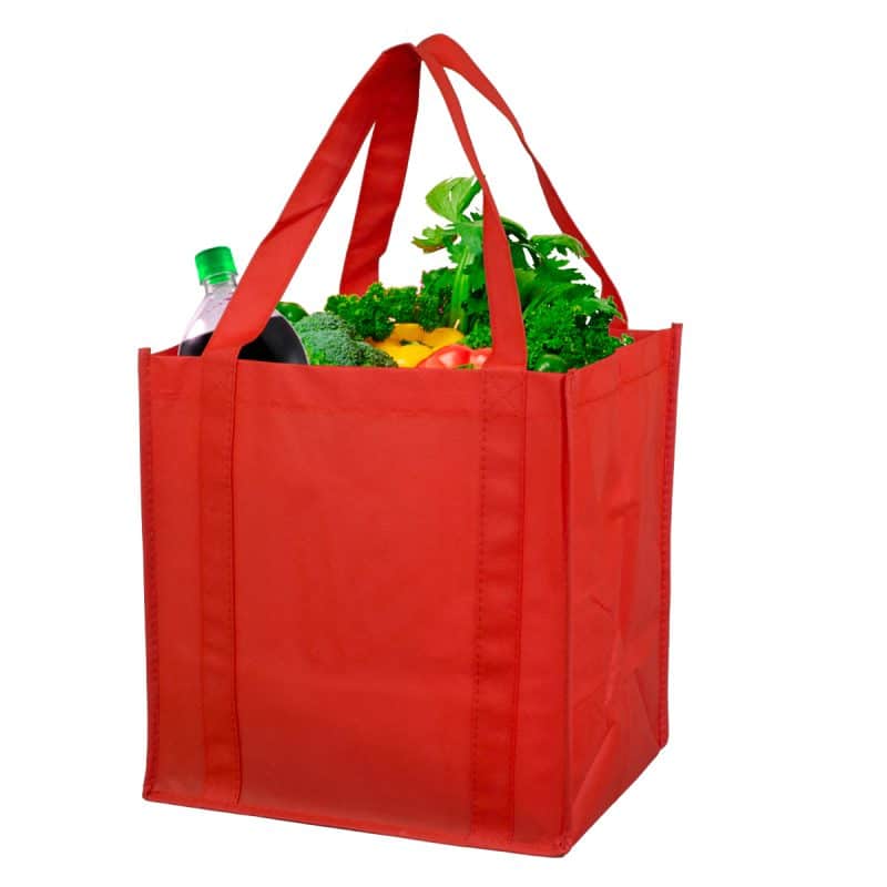 Custom 12-1/2"W x 13"H x 8"Gusset - "MEGA" Grocery Shopping Tote Bag with logo - 7