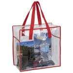 Custom 12"W x 12"H x 6"Gusset – "ARETE" Clear Vinyl Stadium Compliant Tote Bag with Zipper with logo - 1