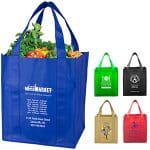 Custom 13"W x 15"H x 10"Gusset -"SUPER MEGA" Grocery Shopping Tote Bag with logo