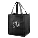 Custom 13"W x 15"H x 10"Gusset -"SUPER MEGA" Grocery Shopping Tote Bag with logo - 4