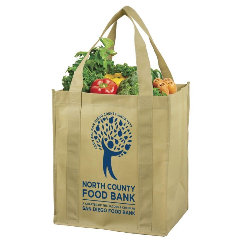 Custom 13"W x 15"H x 10"Gusset -"SUPER MEGA" Grocery Shopping Tote Bag with logo - 8