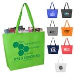 Custom 21"W x 15"H x 5" Gusset - "CAROLINA" Large Shopping and Beach Tote Bag With Hook & Loop Fastener with logo