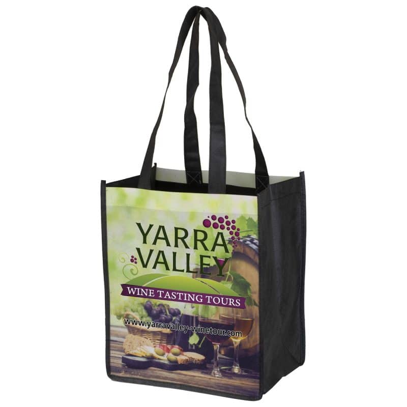 Custom 8"W x 10"H x 4"Gusset - "SAWGRASS" Full Color Import Air Ship Grocery Shopping Tote Bags (Overseas) with logo
