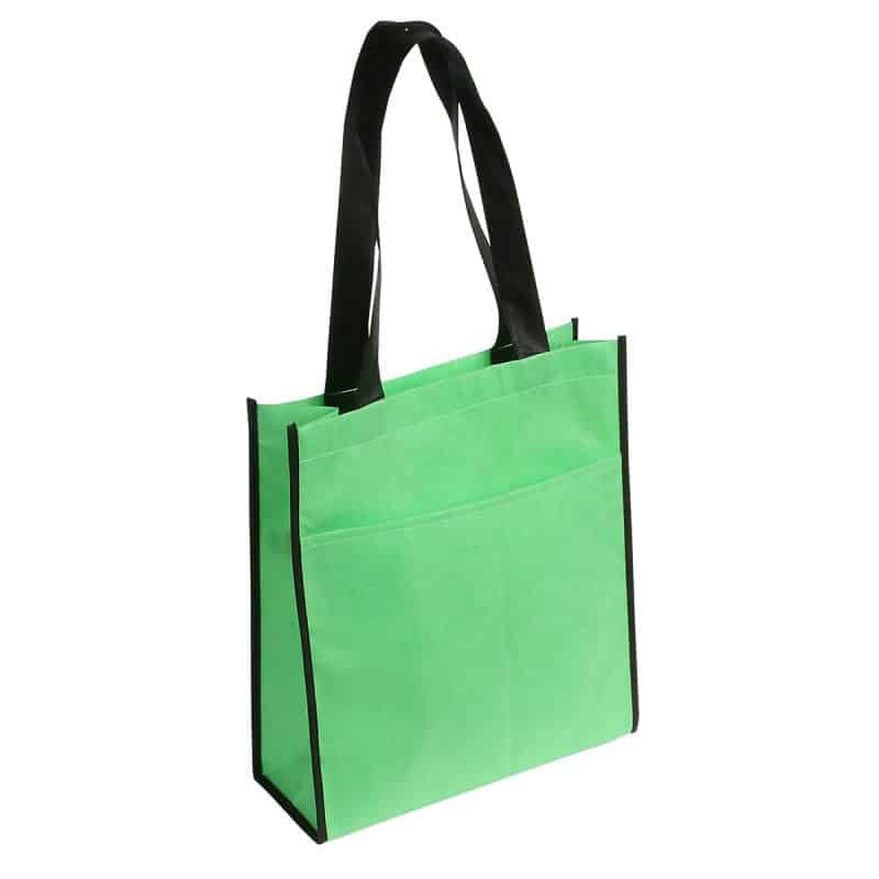 Custom Peak Non-Woven Tote Bag with Pocket with logo - 9