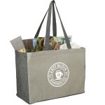 Custom Recycled Cotton Contrast Side Shopper Tote with logo - 3