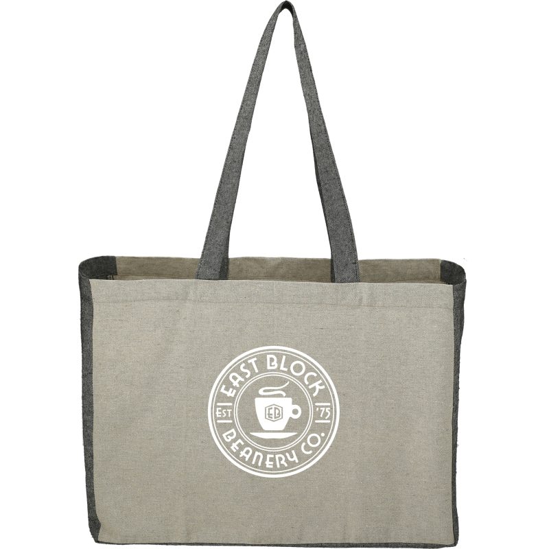 Custom Recycled Cotton Contrast Side Shopper Tote with logo - 4
