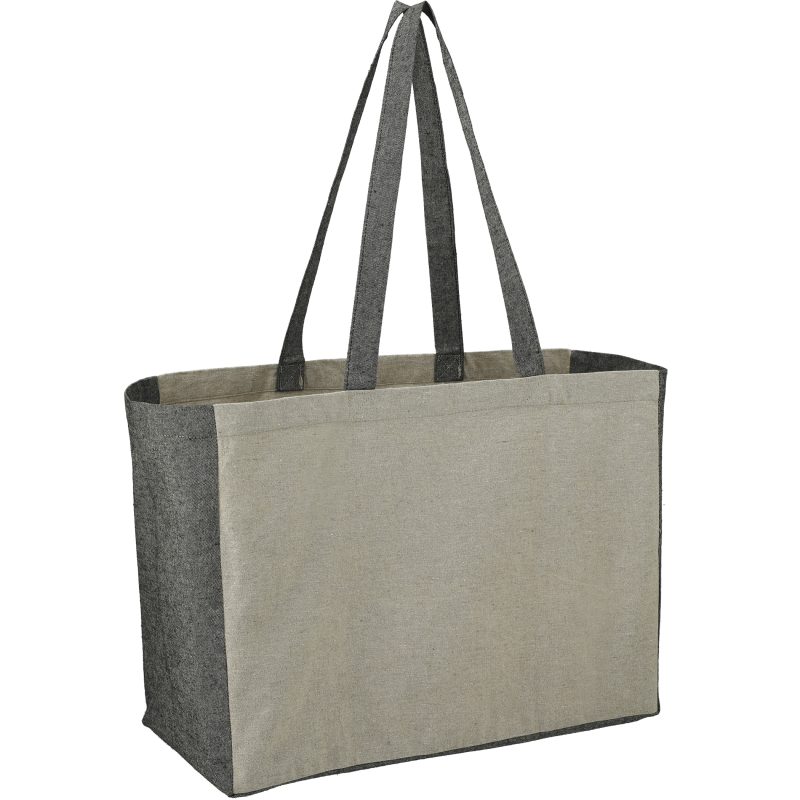 Custom Recycled Cotton Contrast Side Shopper Tote with logo - 5