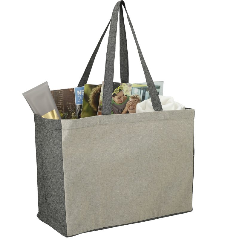 Custom Recycled Cotton Contrast Side Shopper Tote with logo - 6