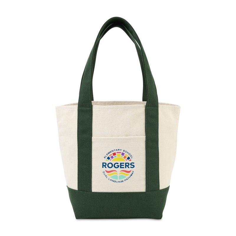 Custom Mini Canvas Tote - Green with logo