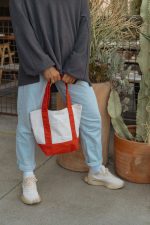 Custom Mini Canvas Tote - Red with logo - 5