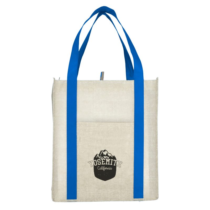 Custom Neptune Recycled Non-Woven Grocery Tote with logo - 4