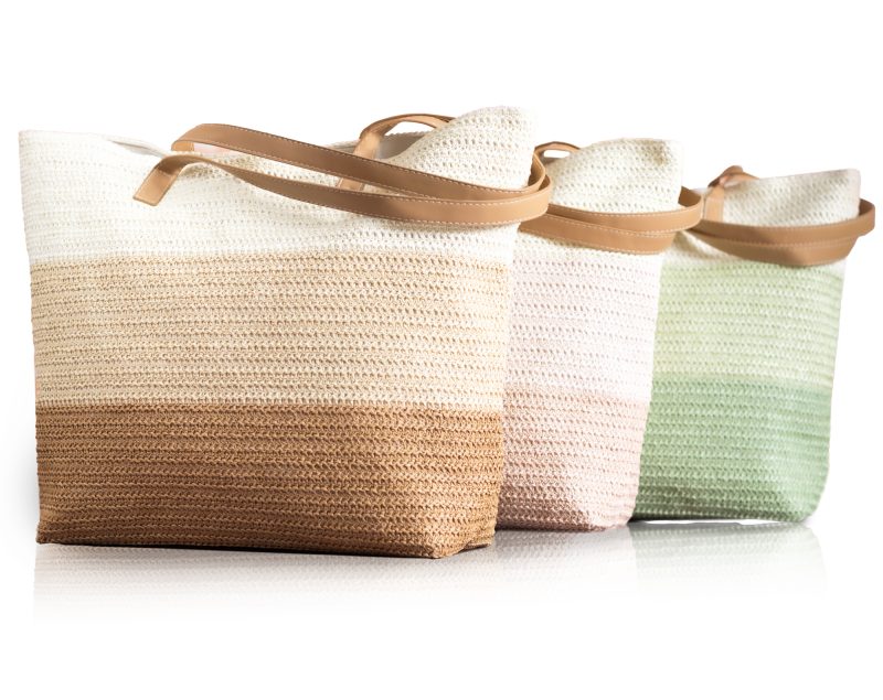Paper-Straw-Beach-Tote-Bag-with-Faux-Leather-Handle-T801 Custom Paper Straw Beach Tote Bag with Faux Leather Handle with logo