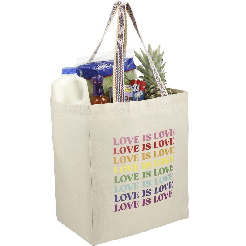 Custom Rainbow Recycled 6oz Cotton Grocery Tote with logo - 2