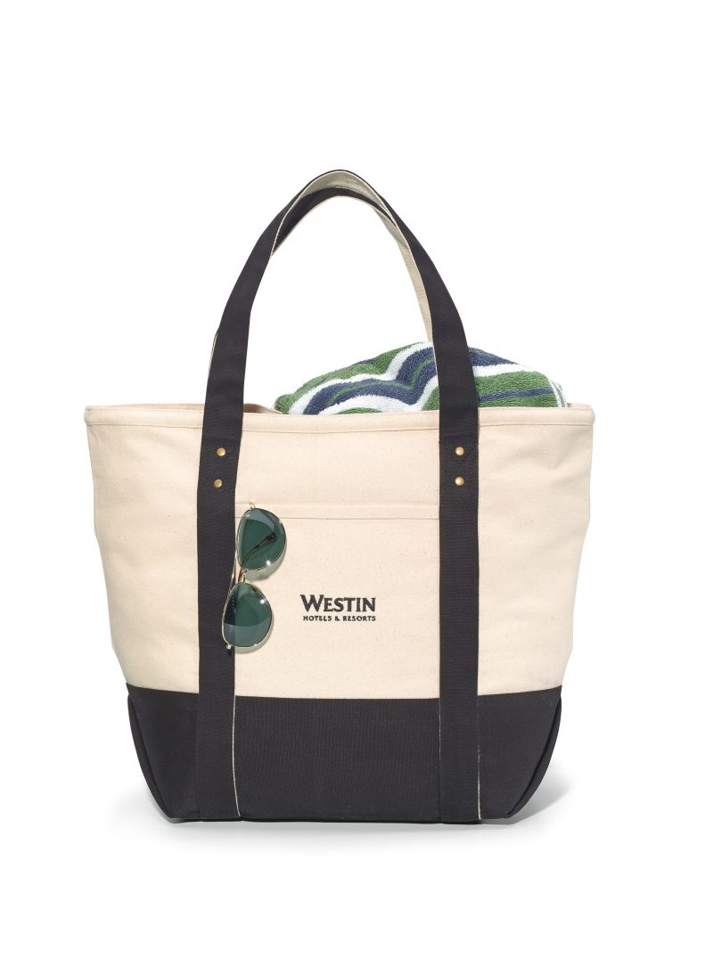 Custom Seaside Zippered Cotton Tote - Black with logo