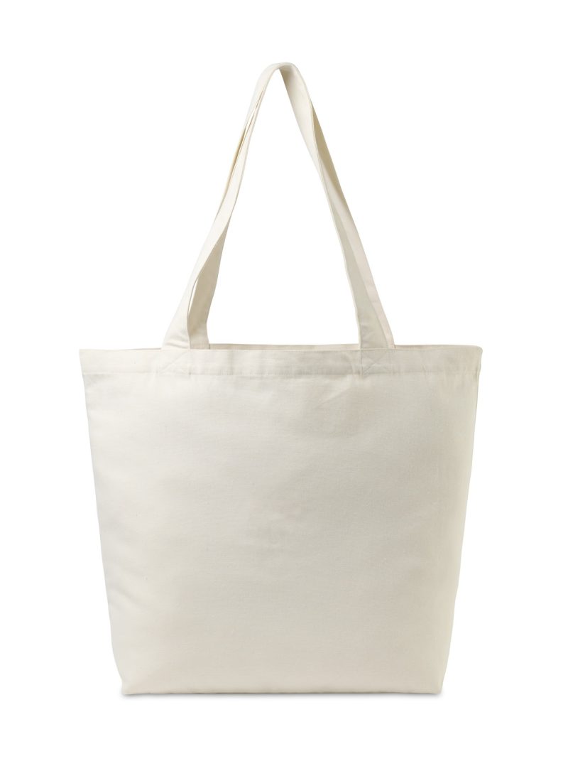 Custom AWARE™ Recycled Cotton Shopper Tote with Interior Zip Pocket - Natural with logo - 1