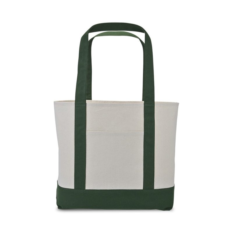 Custom Large Canvas Tote - Green with logo - 1