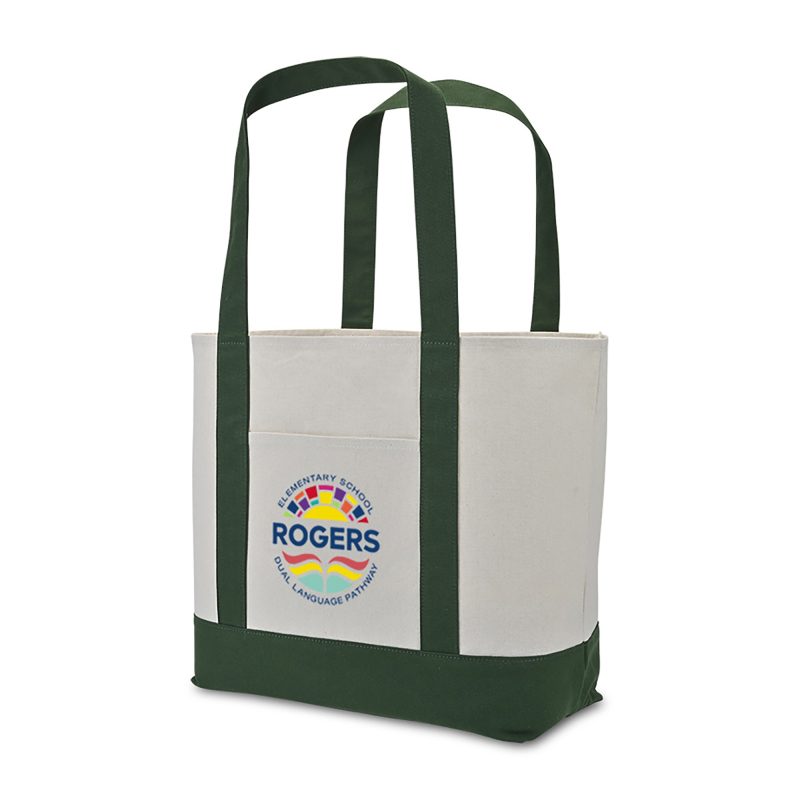 Custom Large Canvas Tote - Green with logo - 2