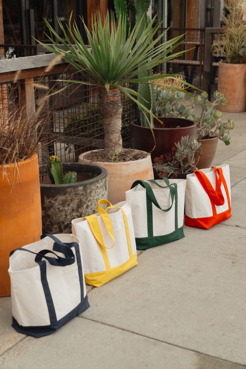 Custom Large Canvas Tote - Green with logo - 3