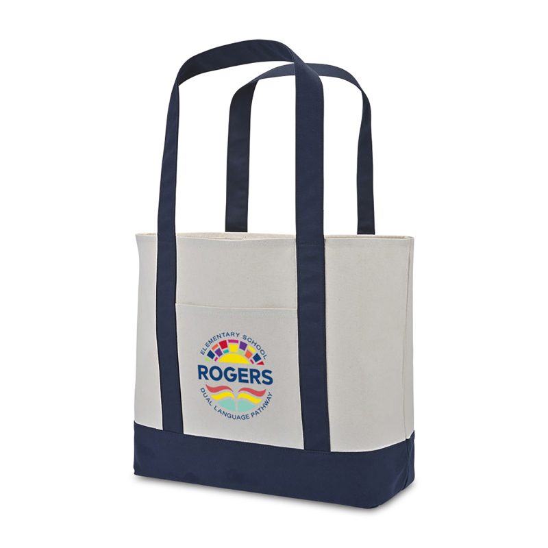 Custom Large Canvas Tote - True Navy with logo - 2